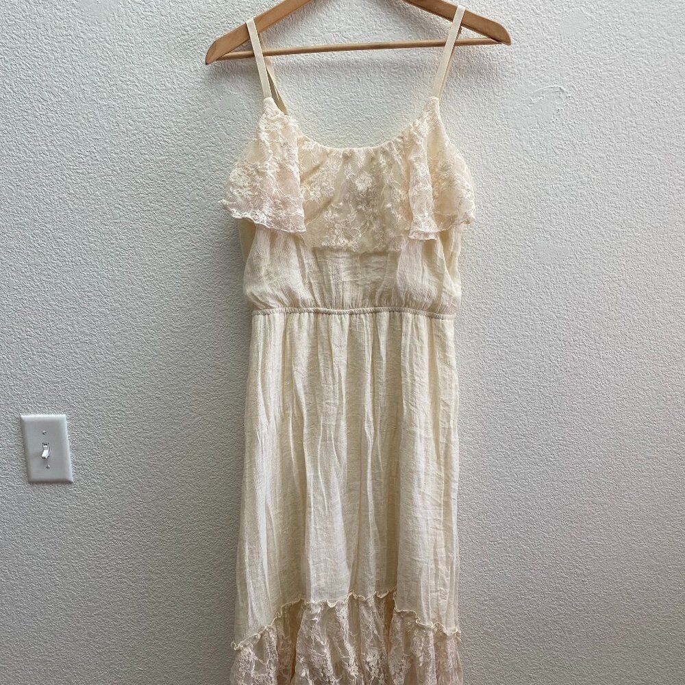 Shyanne Lace Tiered Dress Cream Color Lined Size XL Western Cowgirl Layered